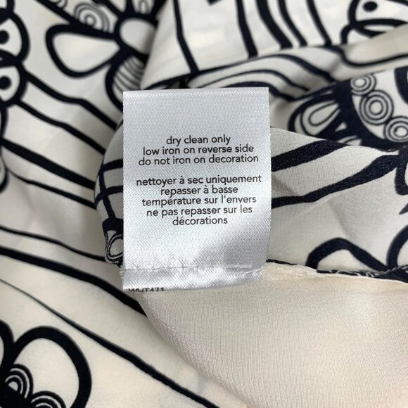 Raoul Womens 3D Floral Embellished Sleeveless 100% Silk Top Size 2 Ivory & Black - Picture 8 of 10